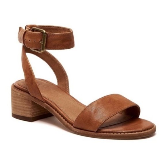 Frye Cindy Cognac Leather Casual Heel Ankle Sandal - Picture 4 of 11